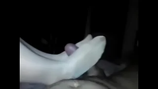 Teen pantyhose footjob